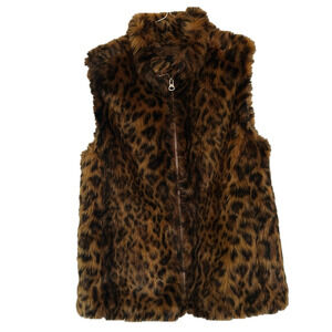 🌿J. Crew animal print fur vest, size XXS🌿